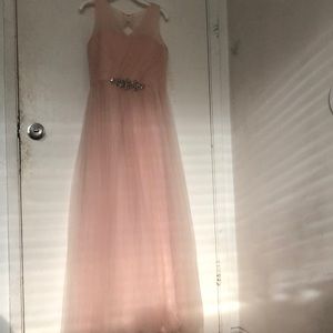 Pink tulle bridesmaids dress